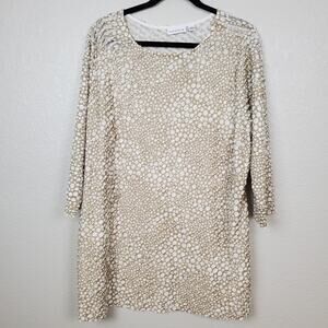 Susan Graver Tunic Top Womens 1X All Over Ruffle Textured 3/4 Sleeve Stretch